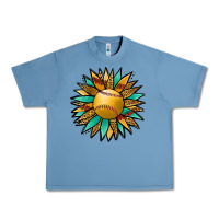 Pebble Blue Softball Sunflower Urban Heavy Tee - Jasminsmagicworld