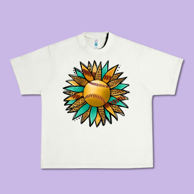 Softball Sunflower Urban Heavy Tee Designed By Jasminsmagicworld