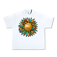 White Softball Sunflower Urban Heavy Tee - Jasminsmagicworld