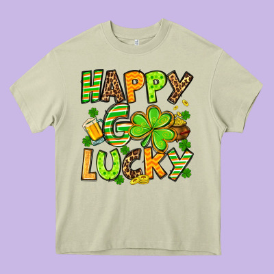 St. Patrick's Happy Go Lucky Heavy Core Tee Designed By Oliviacreatesart