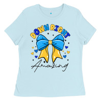 Baby Blue Down Right Amazing Ladies Tee - CowhideDigitalArt