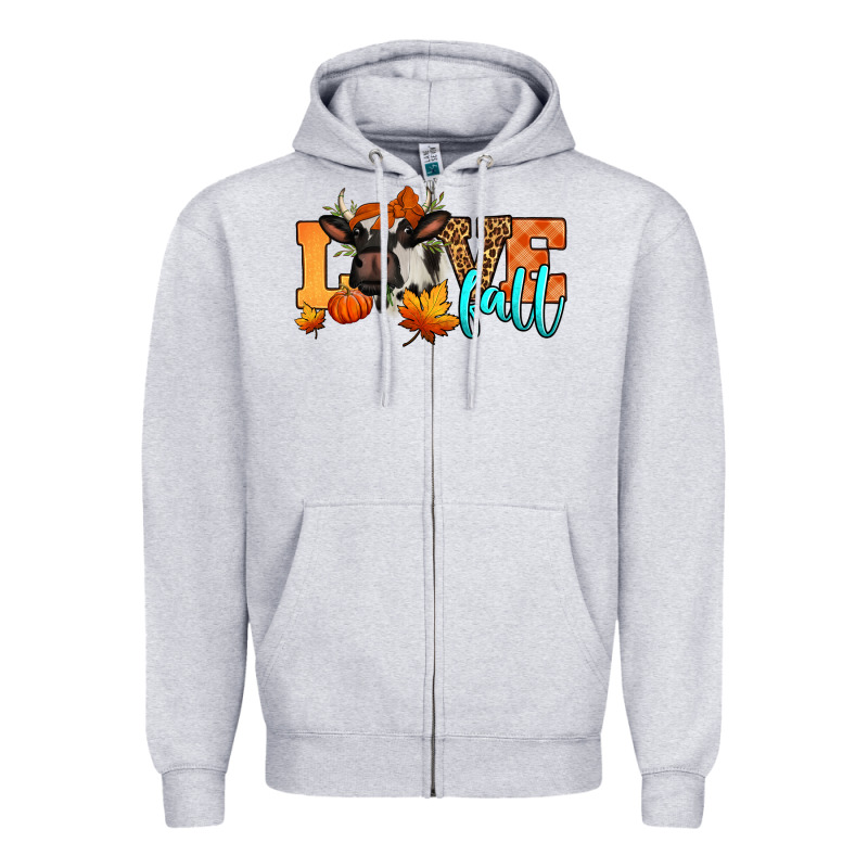 Love Fall Holstein Cow Zipper Hoodie by Jasminsmagicworld | Teevron