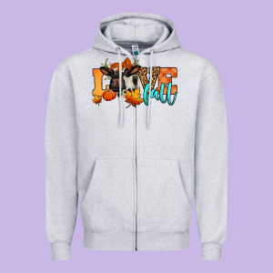 Love Fall Holstein Cow Zipper Hoodie Designed By Jasminsmagicworld