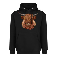 Black highland cow Heavyweight Hoodie - RanaPortraitStore