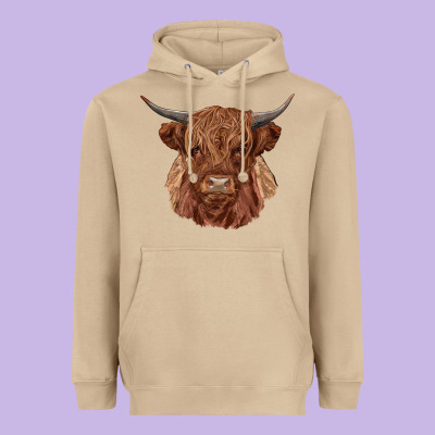 Highland Cow Heavyweight Hoodie Designed By Ranaportraitstore