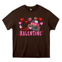Chocolate Brown Hello Valentine Valentine's Day truck Heavy Core Tee - FaDigitalArtStudio