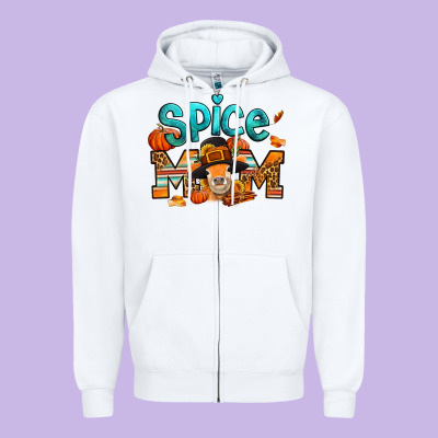 Thanksgiving Spice Mom Pilgrim Cow Zipper Hoodie Designed By Jasminsmagicworld