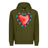 Army Green Gemstone Red Heart Premium Hoodie - Jasminsmagicworld