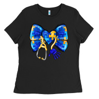 Black Down Syndrome Ribbon Ladies Tee - CowhideDigitalArt
