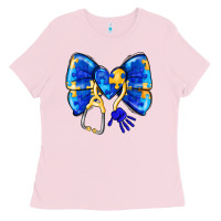 Bubblegum Pink Down Syndrome Ribbon Ladies Tee - CowhideDigitalArt