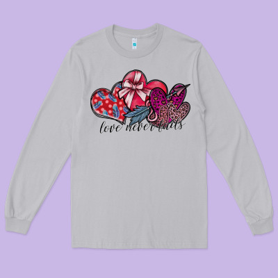 Love Never Fails Long Sleeve Tee Designed By Sublimationcraftshop