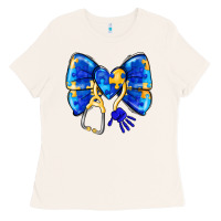 Bone Down Syndrome Ribbon Ladies Tee - CowhideDigitalArt