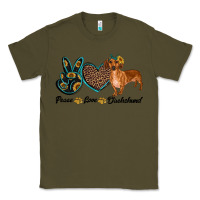 Army Green peace love dachshund Classic Tee - RanaPortraitStore