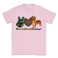 Bubblegum Pink peace love dachshund Classic Tee - RanaPortraitStore