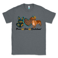 Charcoal Heather peace love dachshund Classic Tee - RanaPortraitStore