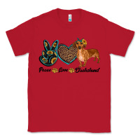 Red peace love dachshund Classic Tee - RanaPortraitStore