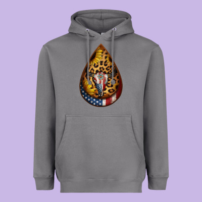 American Sunflower Bullskull Teardrop Earrings Heavyweight Hoodie Designed By Jasminsmagicworld