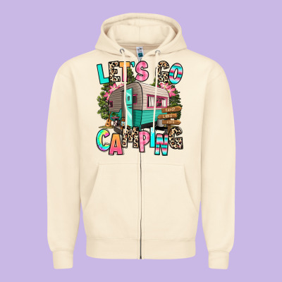 Let's Go Camping Zipper Hoodie Designed By Ranaportraitstore