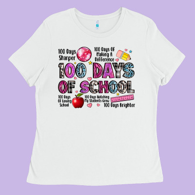 100 Days Of School Ladies Tee Designed By Lillyallendesigns