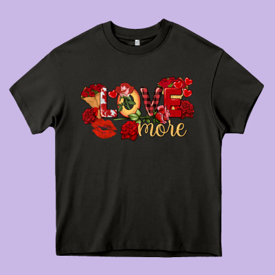 Love More Valentine's Day Heavy Core Tee Designed By Fadigitalartstudio