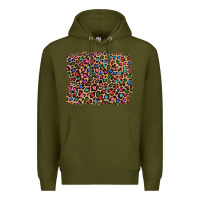Army Green leopard with multiple color glitters Premium Hoodie - Artiststas