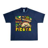 Navy Just Here To Fiesta Urban Heavy Tee - CowhideDigitalArt
