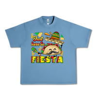Pebble Blue Just Here To Fiesta Urban Heavy Tee - CowhideDigitalArt