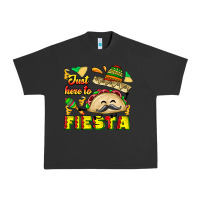Pigment Black Just Here To Fiesta Urban Heavy Tee - CowhideDigitalArt
