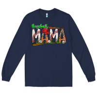 Navy baseball mama Long Sleeve Tee - SublimationCraftShop