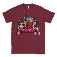 Burgundy Skull Xoxo rainbow Valentine's Day Classic Tee - FaDigitalArtStudio
