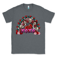Charcoal Heather Skull Xoxo rainbow Valentine's Day Classic Tee - FaDigitalArtStudio