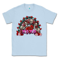 Dusty Blue Skull Xoxo rainbow Valentine's Day Classic Tee - FaDigitalArtStudio