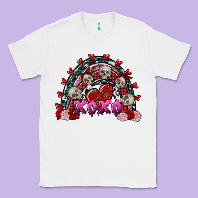 Skull Xoxo Rainbow Valentine's Day Classic Tee Designed By Fadigitalartstudio