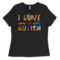 Black i love someone with autism Ladies Tee - LillyAllenDesigns