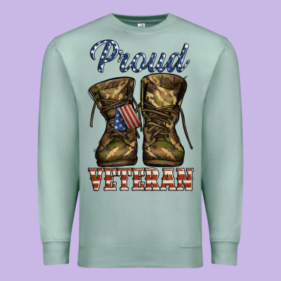 Proud Veteran Camo Shoes Premium Sweatshirt Designed By Jasminsmagicworld
