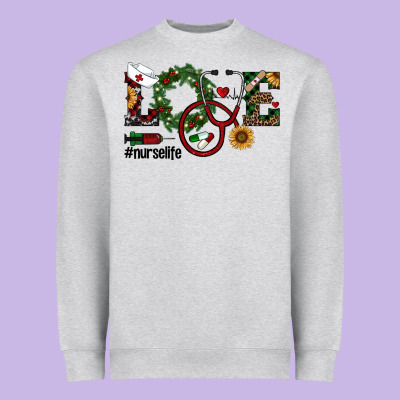 Christmas Love Nurselife Heavyweight Sweatshirt Designed By Ranaportraitstore