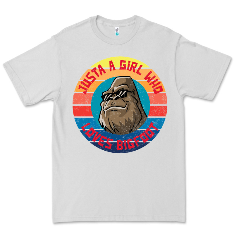 Retro Sunset Just A Girl Who Loves Bigfoot Premium Tee by artisFamous | Teevron