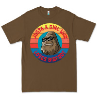 Cacao Retro Sunset Just A Girl Who Loves Bigfoot Premium Tee - artisFamous