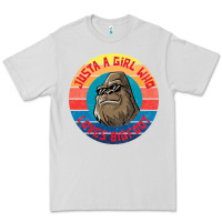 Dove Grey Retro Sunset Just A Girl Who Loves Bigfoot Premium Tee - artisFamous