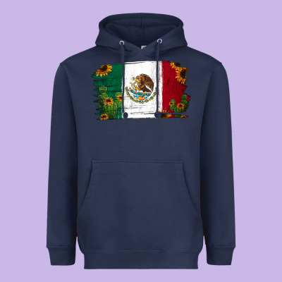 Cactus Sunflower Mexican Flag Heavyweight Hoodie Designed By Jasminsmagicworld