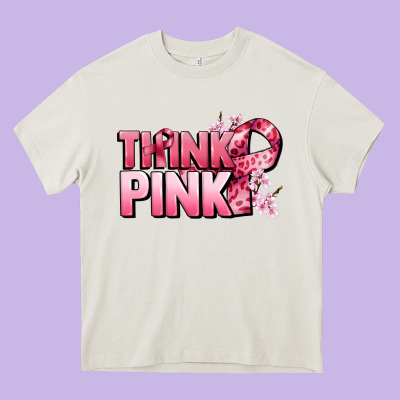 Think Pink Cancer Awareness Heavy Core Tee Designed By Fadigitalartstudio