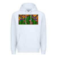 White sunflowers and cactus license plate Premium Hoodie - Artiststas