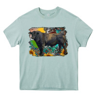 Arona black angus bull with aztec and farm background Heavy Core Tee - RanaPortraitStore