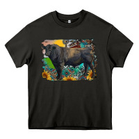 Asphalt black angus bull with aztec and farm background Heavy Core Tee - RanaPortraitStore