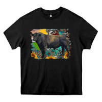 Black black angus bull with aztec and farm background Heavy Core Tee - RanaPortraitStore