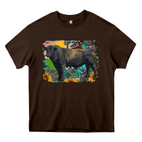 Chocolate Brown black angus bull with aztec and farm background Heavy Core Tee - RanaPortraitStore