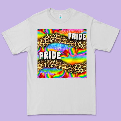 Pride Lgbtq Leopard With Love And Rainbow Seamless Premium Tee Designed By Bundleandbundleshop