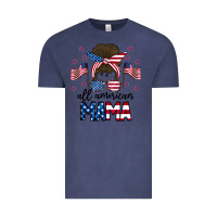 Vintage Denim All American Mama Messy Buny Vintage Tee - CowhideDigitalArt