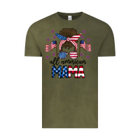 Vintage Olive All American Mama Messy Buny Vintage Tee - CowhideDigitalArt
