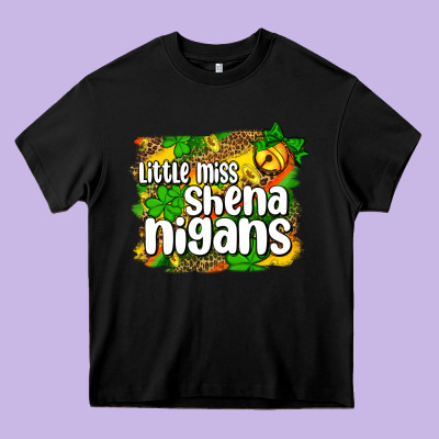 St. Patrick's Little Miss Shenanigans Heavy Core Tee Designed By Oliviacreatesart